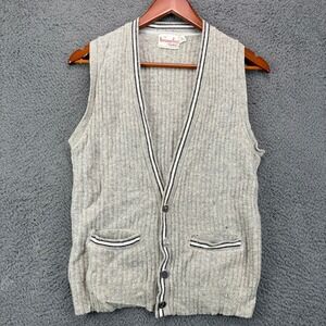 Campus Norseman Lambswool Knit Varsity Cardigan Vest Women Small 36-38 Vintage